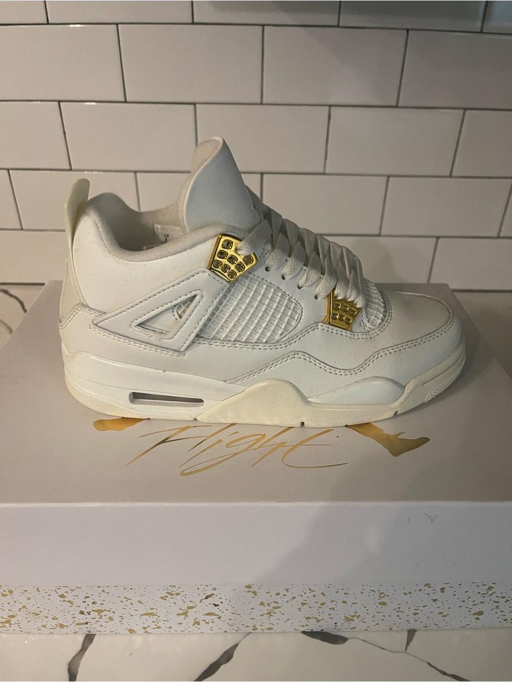 Mens Retro 4 Metallic Gold Size 5.